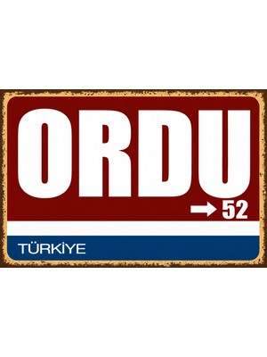 Lucena Ordu 52 Metal Duvar Tabelası Retro Vintage Dekoratif Şehir Plakası