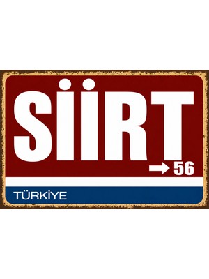 Lucena Siirt 56 Metal Duvar Tabelası Retro Vintage Dekoratif Şehir Plakası