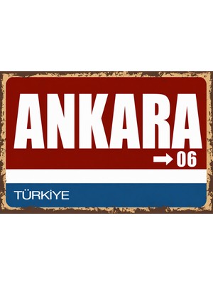 Lucena Ankara 06 Metal Duvar Tabelası Retro Vintage Dekoratif Şehir Plakası