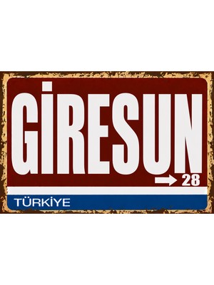 Lucena Giresun 28 Metal Duvar Tabelası Retro Vintage Dekoratif Şehir Plakası