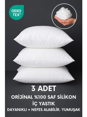 Yamesa 3 Adet Avangard Iç Yastık Orijinal %100 Saf Silikon Iç Dolgu Kırlent, Kare Veya Dikdörtgen Dayanıklı, Nefes Alabilir ve Yumuşak