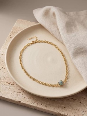 Renas Store Gold Renk Nazarlı Model Pirinç Kadın Kolye TJ-BKO11154