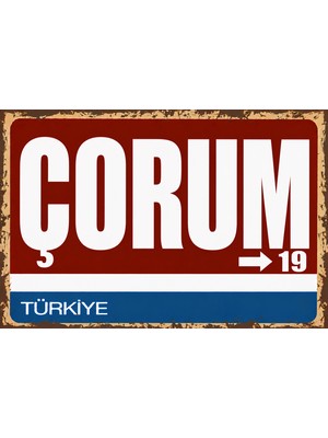 Lucena Çorum 19 Metal Duvar Tabelası Retro Vintage Dekoratif Şehir Plakası