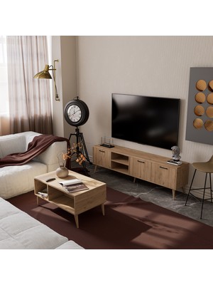 Mezza Set 1587-2076 Exxen 180 cm Tv Ünitesi + Exxen Orta Sehpa - Sepet Rengi