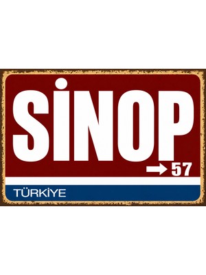 Lucena Sinop 57 Metal Duvar Tabelası Retro Vintage Dekoratif Şehir Plakası