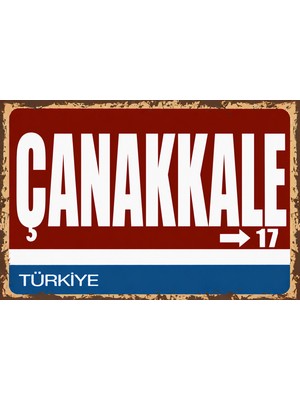 Lucena Çanakkale 17 Metal Duvar Tabelası Retro Vintage Dekoratif Şehir Plakası