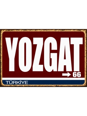 Lucena Yozgat 66 Metal Duvar Tabelası Retro Vintage Dekoratif Şehir Plakası