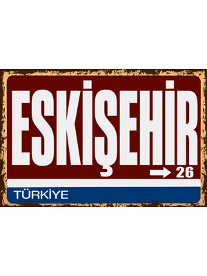 Lucena Eskişehir 26 Metal Duvar Tabelası Retro Vintage Dekoratif Şehir Plakası