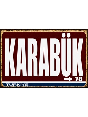 Lucena Karabük 78 Metal Duvar Tabelası Retro Vintage Dekoratif Şehir Plakası