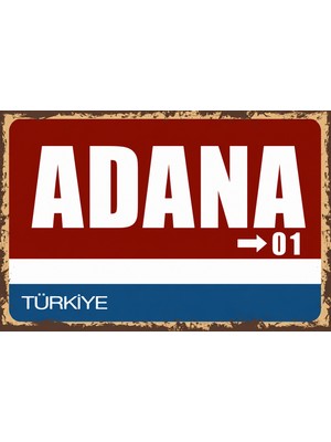 Lucena Adana 01 Metal Duvar Tabelası Retro Vintage Dekoratif Şehir Plakası