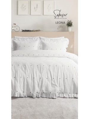 Gees Global Şaheser Home Collection Jakarlı Nev Takımı Çift Kişilik Leona Gri