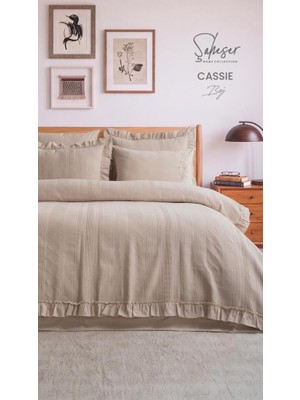 Gees Global Şaheser Home Collection Yatak Örtüsü Çift Kişilik Cassie Bej