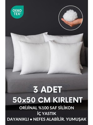 Yamesa 3 Adet 50X50 Avangard Iç Yastık Orijinal %100 Saf Silikon Iç Dolgu Kare Kırlent, Dayanıklı , Nefes Alabilir ve Yumuşak 400GRAM