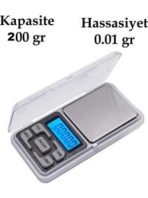 Melonika Dijital Hassas Elektronik Kuyumcu Cep Terazisi Tartı 200 gr /  0.01 gr Crc