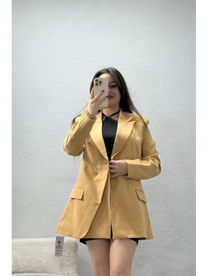 Belendir Kadın Astarlı Blazer Ceket Sütlükahve
