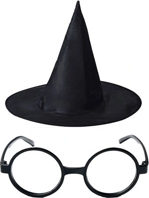 Melonika Harry Potter Büyücü Şapkası ve Harry Potter Büyücü Gözlüğü Siyah Renk Crc