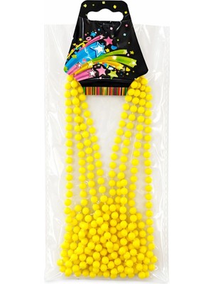 Melonika Neon Sarı Boncuk Kolye 80 cm – Retro 80’ler 90’lar Parti Aksesuarı Crc