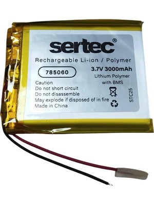 Melonika Sertec 785060 3.7V 3000MAH Li-Polymer Pil (DEVRELI/1.5A) Crc