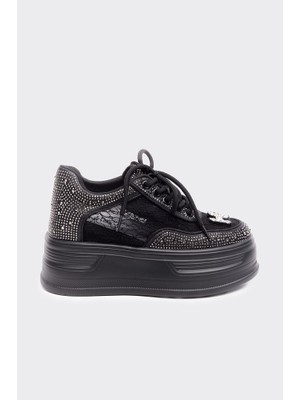 Derinet Yüksek Taban Taşlı Kadın Sneaker