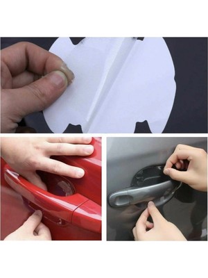 Melonika 8 Adet Araba Kapı Kolu Koruyucu Çizilme Önleyici Şeffaf Sticker Film Koruma Seti Crc