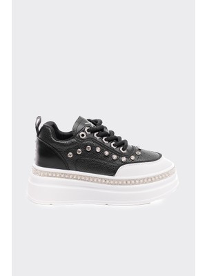Derinet Yüksek Taban Taşlı Kadın Sneaker