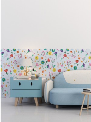 S Digital Çit Görünümlü Çiçek Desenli Dekoratif Duvar Sticker - Çocuk Bebek Odası Uyumlu - 6 Ölçü Seçeneği - Kendinden Yapışkanlı Mat Pvc Folyo