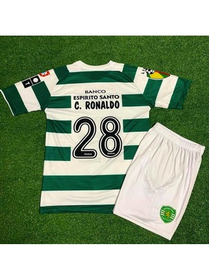 Candy Cup Sporting C. Ronaldo 28 Çocuk Futbol Forması Beyaz ve Yeşil