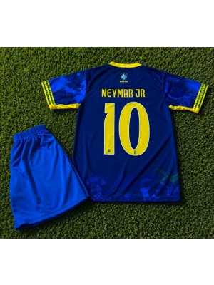Candy Cup Brezilya Neymar Jr. 10 Özel Tasarım Çocuk Futbol Forması Mavi