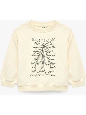Koton Baskılı Bej Kız Bebek Sweatshirt 7WMG10089AK