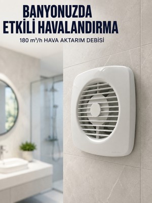 Renas Store Ev Tipi Dekoratif Aspiratör 16 W 180 M³/h Banyo Mutfak Wc Havalandırma Çözümü - Lisinya