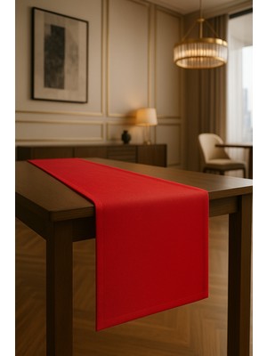 Empressco Kırmızı Runner 40X140 Pamuklu Duck Su Itici Kumaş Masa Runner