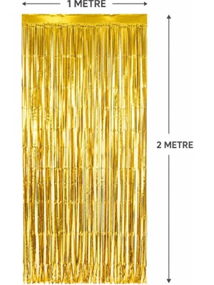 TeknoKapsül Gold Metalize Parti Perdesi 100X200 cm – Kapı ve Arka Fon Perdesi