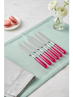 TeknoKapsül 6’lı Paslanmaz Çelik Pembe Tatlı Bıçağı Seti