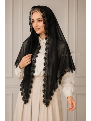 Walkenzo Iğne Oyası El Işçiliği Gibi Mevlüt Örtüsü | Çeyizlik Namaz Başörtüsü Şal 70X150 cm