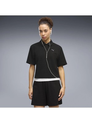 Puma Kısa Kol T-Shirt Kadın Siyah  Class Relaxed Polo T