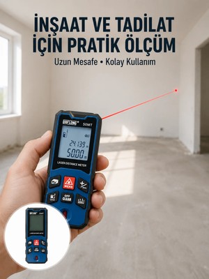 TeknoKapsül Dijital Lazer Mesafe Ölçüm Cihazı Inşaat ve Ev Kullanımı Yeni Nesil