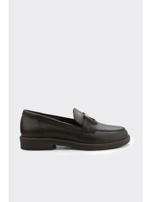 Derinet Metal Tokalı Hakiki Deri Kadın Loafer