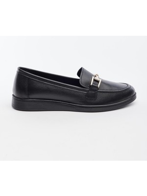 Derinet Hakiki Soft Deri Tokalı Kadın Loafer