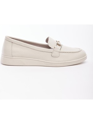 Derinet Hakiki Soft Deri Tokalı Kadın Loafer