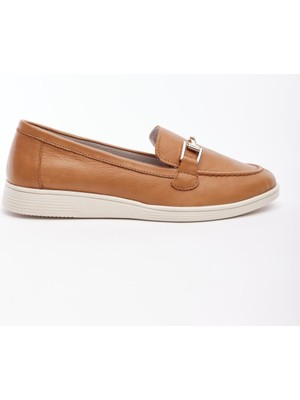 Derinet Hakiki Soft Deri Tokalı Kadın Loafer