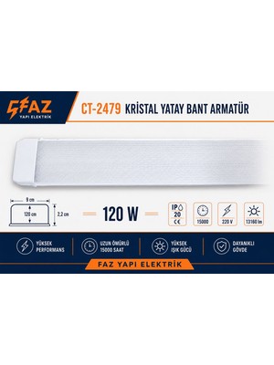 Cata CT-2479 Kristal Yatay Bant Armatür 120W 6400K