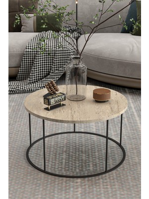 Solmazlar Online Terra Yuvarlak Orta Sehpa Bej 70 cm