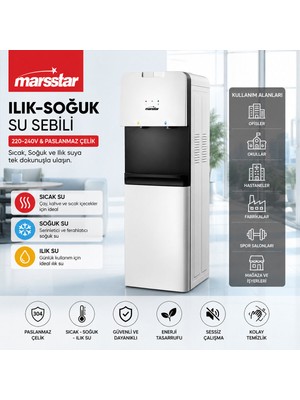 TeknoKapsül Su Sebili Sıcak - Soğuk - Ilık 220-240V - Paslanmaz Çelik MSWD-100
