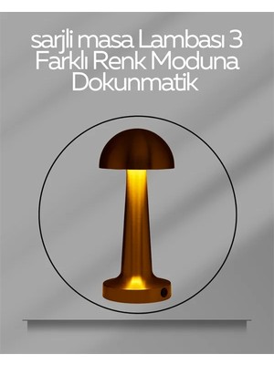 TeknoKapsül USB Şarjlı Dokunmatik LED Masa Lambası – 3 Renk Modu & Dimmer