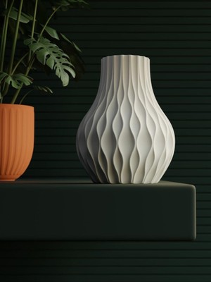 Leaf Creative Plastik Dekoratif Vazo, Yapay Çiçek ve Kuru Çiçek Uyumlu, 19 cm