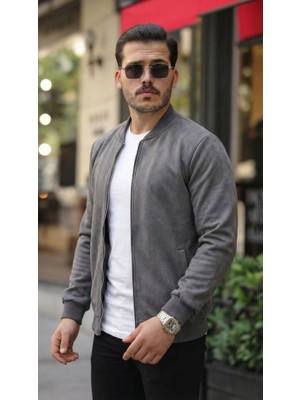 Moda Loris Erkek Scuba Süet Kumaş Bomber Hırka