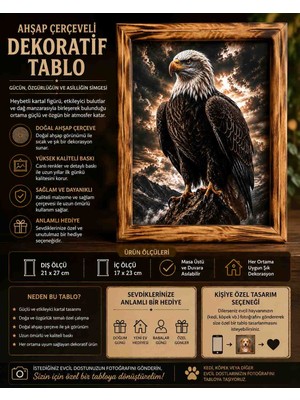Miina Aksesuar Ahşap Çerçeveli Kartal Temalı Dekoratif Tablo