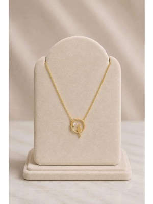 Mdm Style Minimal Halka Içinde Kedi Figürlü Gold Kolye