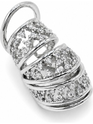 Haki Store Zirkon Taşlı Gümüş Kıkırdak Küpesi – Şık Tasarım Kadın Ear Cuff Küpe