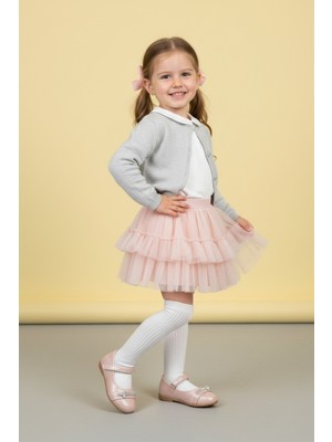 Walkenzo 5102 Kız Bebek Balerin Cırtlı & Taşlı Rugan Babet Ayakkabı